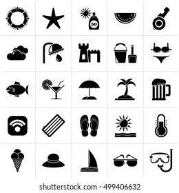 Black payment of  bills icons - vector icon set
Black Beach, resort and entertainment icons - vector icon set
