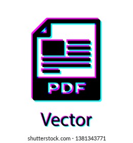 Black PDF file document icon. Download pdf button icon isolated on white background. PDF file symbol. Vector Illustration