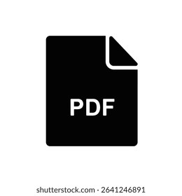 Black pdf file icon document format symbol.