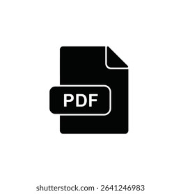 Black pdf file icon document format symbol.