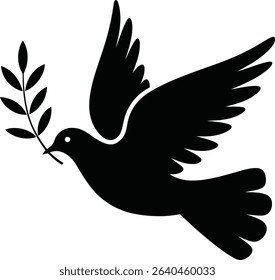 Black Peace Dove with Olive Branch - Symbol of Hope and Harmony

