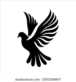 Black peace dove silhouette vector illustration design on white background.