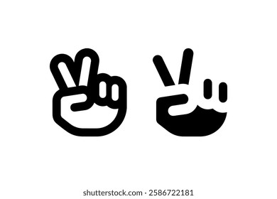 Black peace hand gesture icon in vector Vector