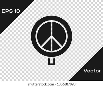 Black Peace icon isolated on transparent background. Hippie symbol of peace. Vector.