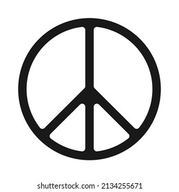 Black Peace Symbol einzeln auf weißem Hintergrund. Pazifisches Logo, Unterschrift. Hippie-Symbol des Friedens. Design-Element für Anti-Kriegs-Unternehmen. Vektorgrafik. EPS10