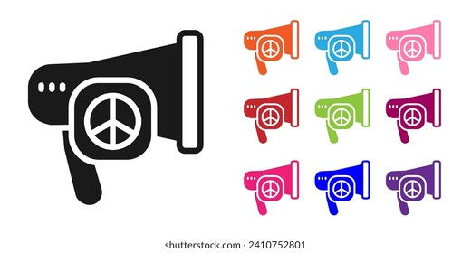 Black Peace icon isolated on white background. Hippie symbol of peace. Set icons colorful. Vector