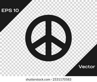 Black Peace icon isolated on transparent background. Hippie symbol of peace.  Vector Illustration