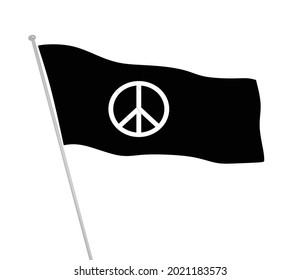 Bandera del signo de la paz negra. ilustración vectorial