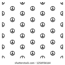 Black peace sign on white background. Black and white seamless pattern