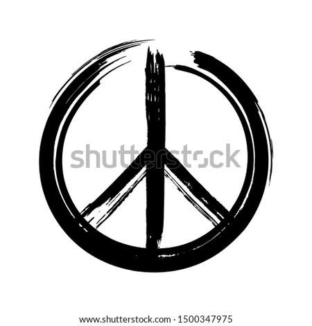 Black peace symbol created in grunge style. Vector illustration