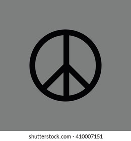 Black peace symbol vector icon. Gray background
