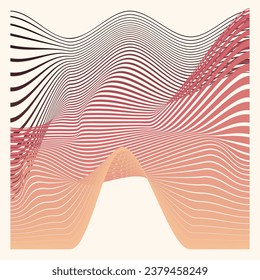 Olas negras, melocotones, rojas, beige. Formas geométricas de las líneas. Ilustración de diseño de plantillas de vector