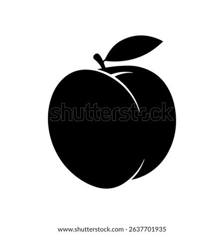 Black peach silhouette icon vector flat design on white background
