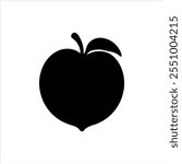 Black peach silhouette vector illustration on white background
