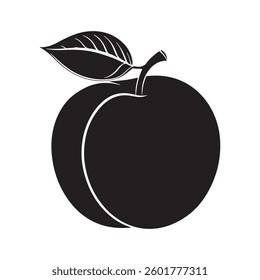 Black peach silhouette vector illustration on white background