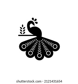 black peacock silhouette. Elegant peacock logo design vector illustration