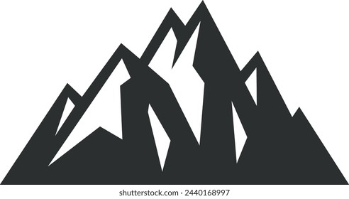 Black peaks logo. Alpine symbol. Mountain icon