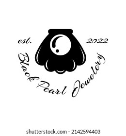 Black Pearl Jewelery Logo Template With Flat Black Color Style