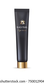 Black pearl night eye cream in bottle night care moisturization nourishment vector illustration isolated realistic tube for all skin types