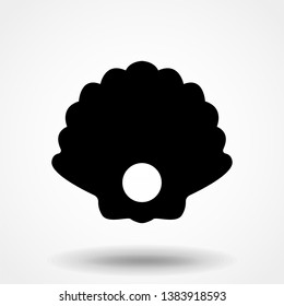 Black Pearl in Shell Icon. Vector