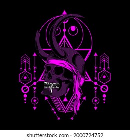 Black Pearl Skull Illustration with sacred geometry can use for mascot logo and e-sport design