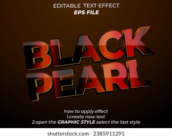black pearl text effect, font editable, typography, 3d text. vector template
