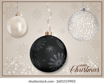 A black pearly Christmas ornament featuring a snowflake-patterned design.