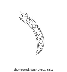 Schwarzer Erbsenumriss. Inhaltsstoff. Line Art. Handgezeichnetes Gemüse