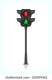 Black pedestrian traffic light, vector, 10eps.