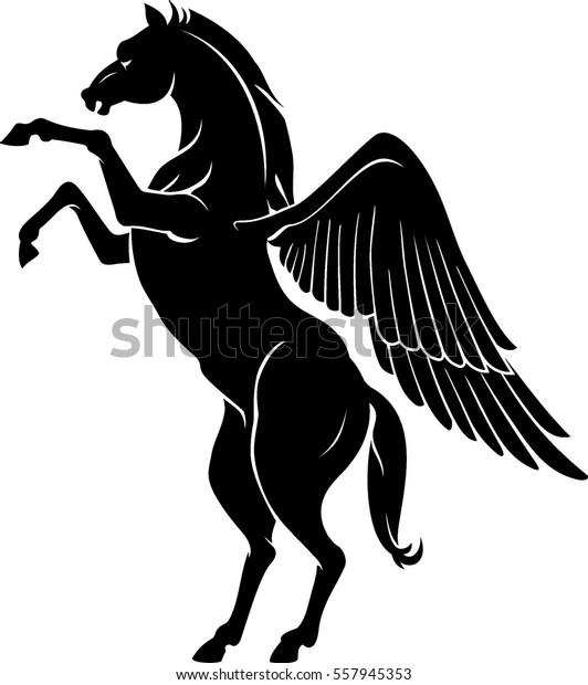 Black Pegasus Stand Mythical Creature Stock Vector (Royalty Free ...