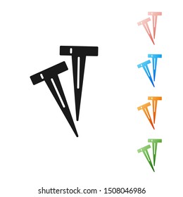 Black Pegs for tents icon isolated on white background. Extreme sport. Sport equipment. Set icons colorful. Vector Illustration