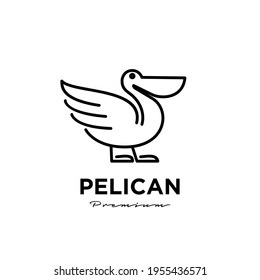 black pelican line logo vector icon illustration isolated design