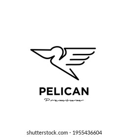 black pelican line logo vector icon illustration isolated design