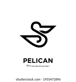 black pelican line logo vector icon illustration isolated design