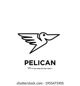 black pelican line logo vector icon illustration isolated design