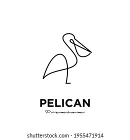 black pelican line logo vector icon illustration isolated design