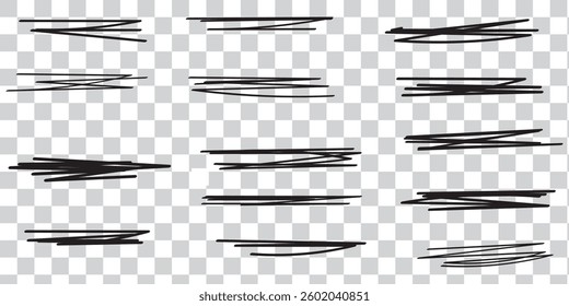 Black pen collection hand drawn of lines, underline strokes and, doodles.