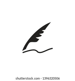 Black Pen feather icon with white background 