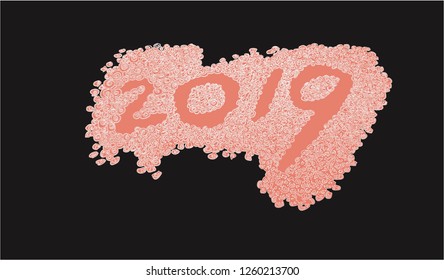A black pen hand sketch in vector of "2019" celebrate the 2019 New Year spirit with EPS format.