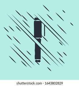 Black Pen icon isolated on green background. Glitch style. Vector Illustration