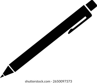 A black pen is isolated on a clean white background, perfect for design elements.