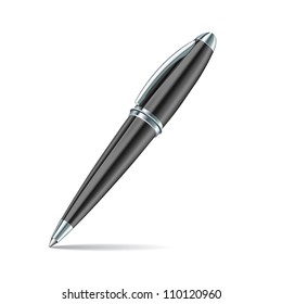 Black pen isolated on the white background. Vector illustration