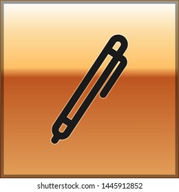 Black Pen line icon isolated on gold background. Vector Illustration
