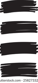 Black pen marker shapes. Vector hand drawn set of underline and highlight lines. Set of strokes. Grunge brush strokes. 