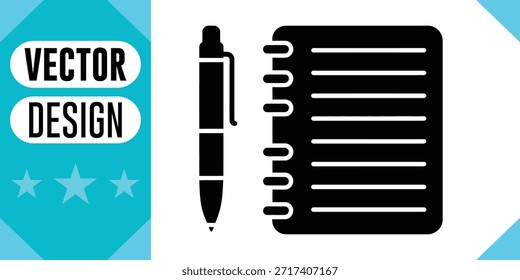 Bolígrafo negro y cuaderno con estrellas y escritura de texto