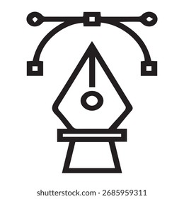 Black pen tool icon isolated on white background, suitable for design and logo use.