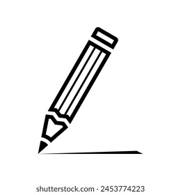 Black pencil drawing writing line school or office supplies icon flat vector design