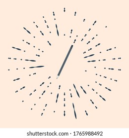 Black Pencil with eraser icon isolated on beige background. Education sign. Drawing and educational tools. School office symbol. Abstract circle random dots. Vector Illustration