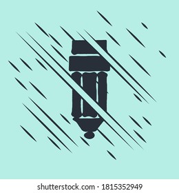 Black Pencil with eraser icon isolated on green background. Drawing and educational tools. School office symbol. Glitch style. Vector