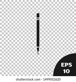 Black Pencil with eraser and line icon isolated on transparent background. Drawing and educational tools. School office symbol.  Vector Illustration